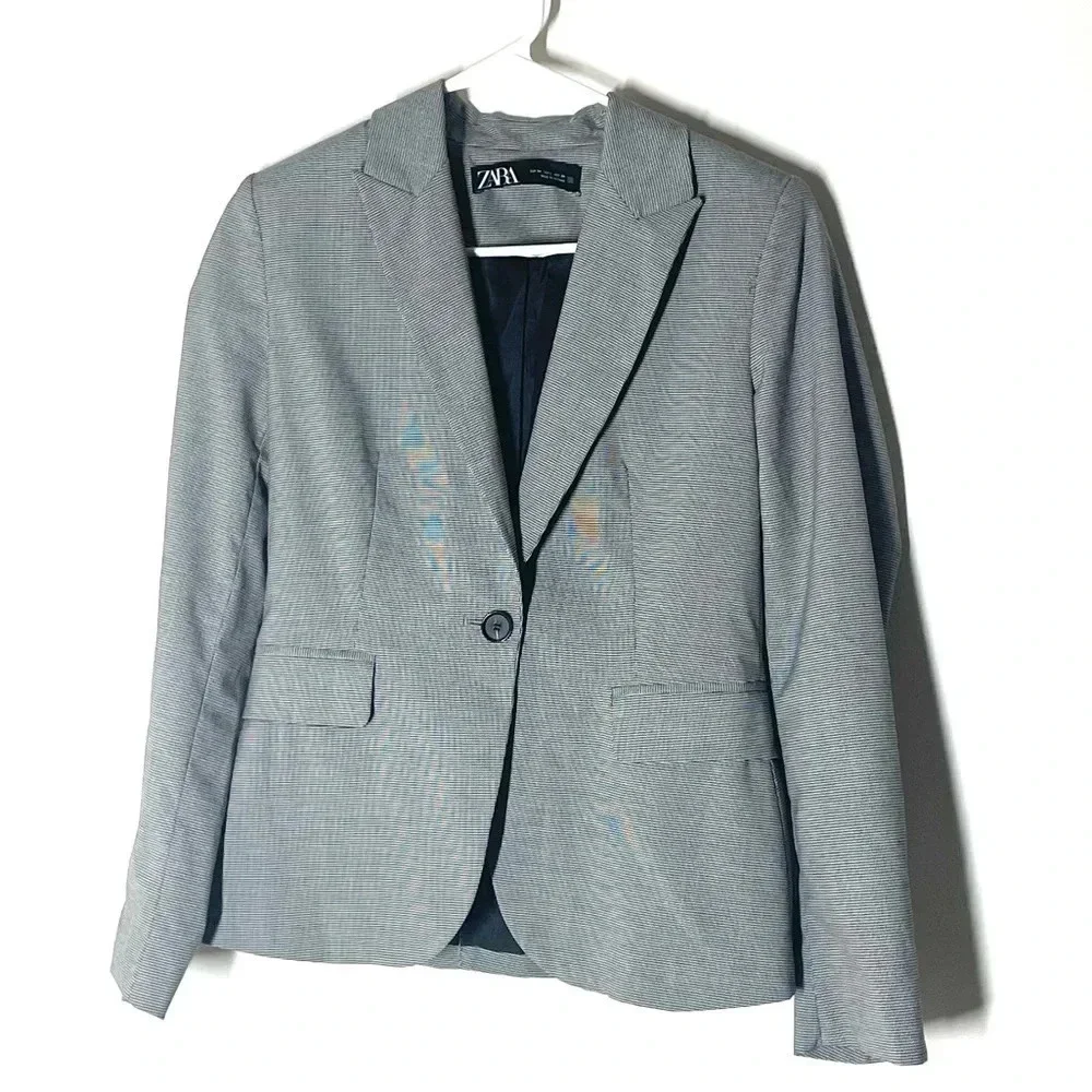 Zara Houndstooth Button Front Blazer Size 2